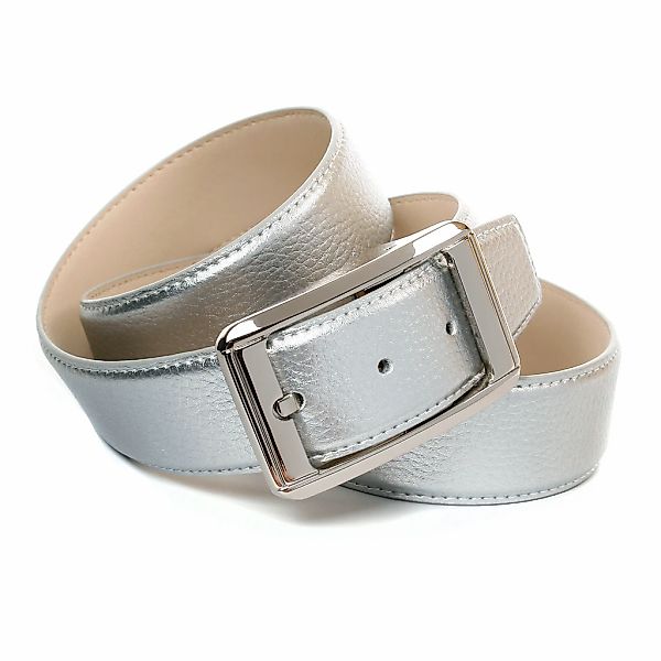 Anthoni Crown Ledergürtel Jeansledergürtel in silberfarben günstig online kaufen