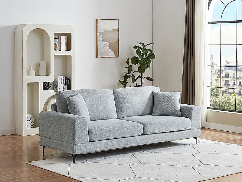 Sofa 3-Sitzer - Strukturstoff - Hellgrau - JAMOLO günstig online kaufen