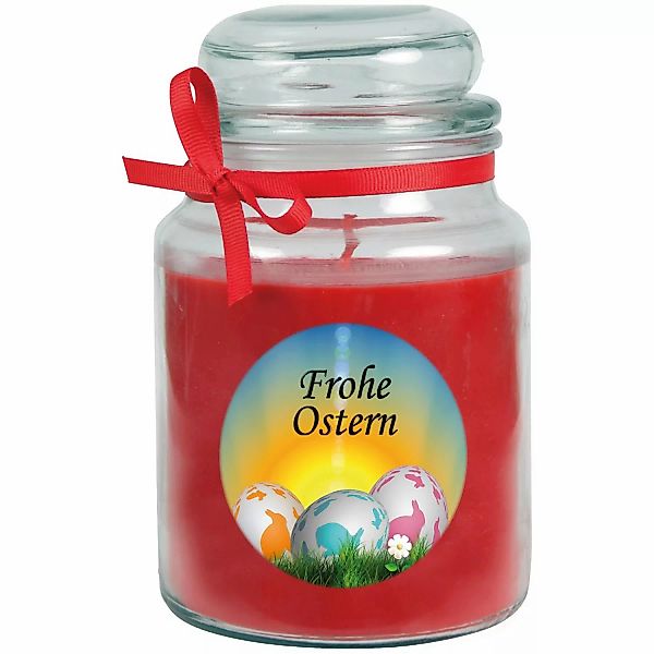 HS Candle Duftkerze & Glas Frohe Ostern Bonbon Ø10 cm Rose Ostereier günstig online kaufen