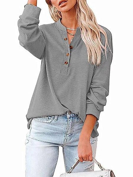 FIDDY T-Shirt Langarm Damen Hemden Langarmshirts Oberteile Einfarbig Basic günstig online kaufen