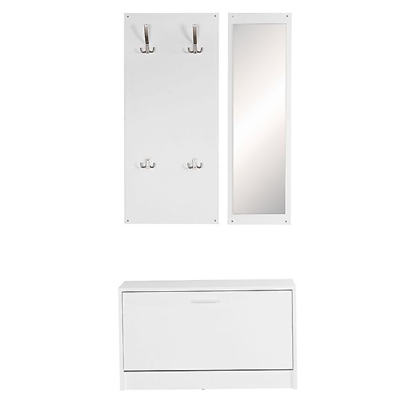 FINEBUY Garderoben-Set SuVa7081_1, (Wandgarderobe mit Spiegel günstig online kaufen