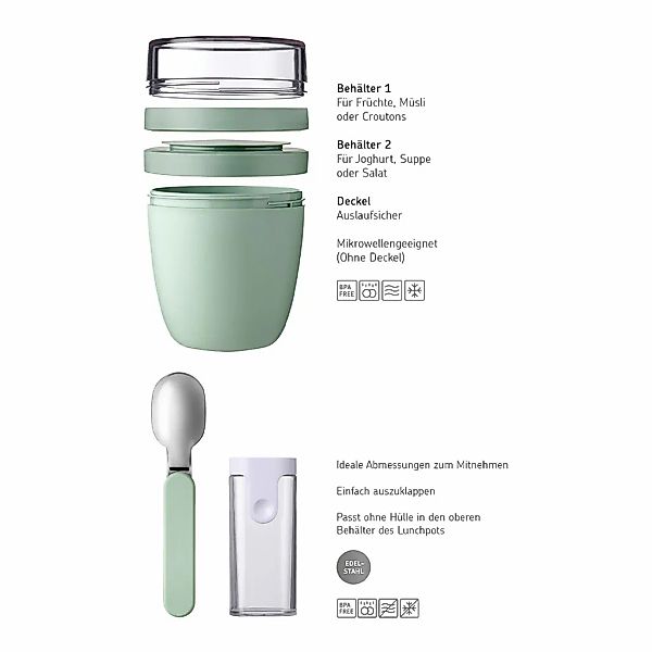 Mepal Lunchbox "Lunchpot + Faltbarer Löffel Ellipse 500 + 200 ml" 3 Stk. tl günstig online kaufen
