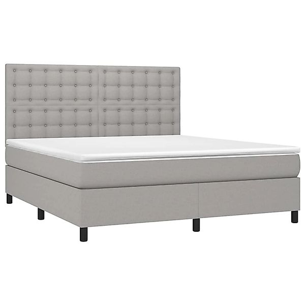 vidaXL Boxspringbett mit Matratze & LED Hellgrau 160x200 cm Stoff 3135205 günstig online kaufen