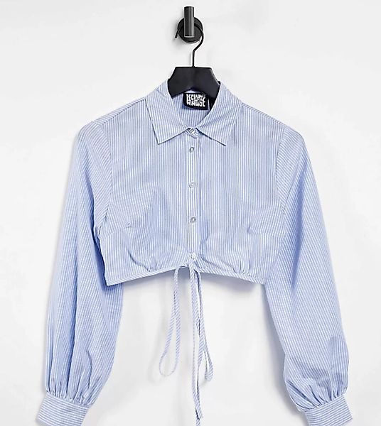 Reclaimed Vintage – Inspired – Kurzes Hemd mit Schnür-Detail und blauen Nad günstig online kaufen