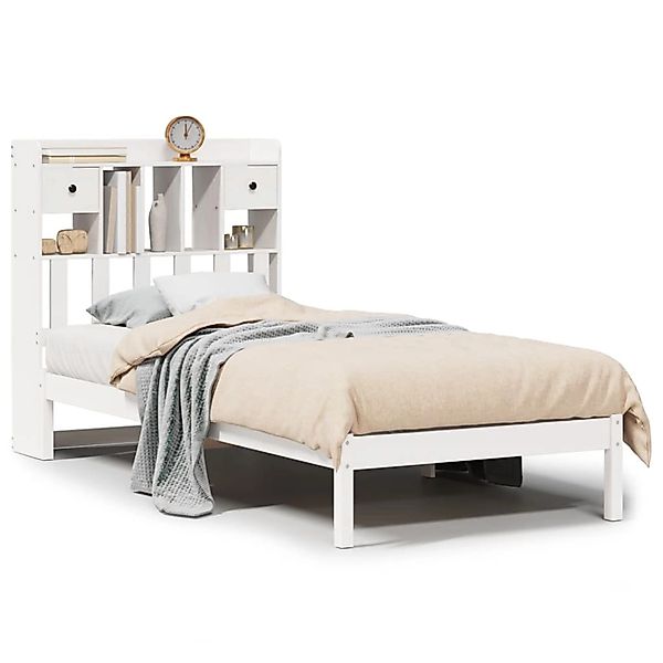 vidaXL Massivholzbett mit Regal ohne Matratze Weiß 90x200 cm Kiefer 3321621 günstig online kaufen