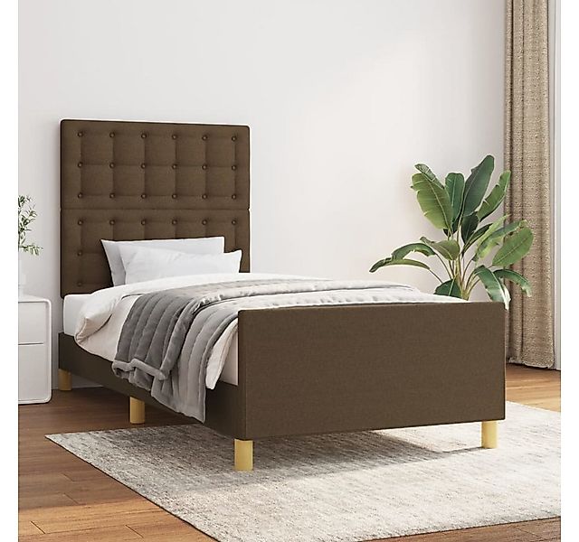 vidaXL Bett, Bettgestell mit Kopfteil Dunkelbraun 90x190 cm Stoff günstig online kaufen