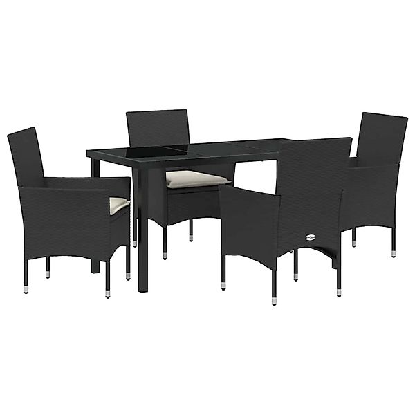 vidaXL Garten Essgruppe mit Kissen 5-Tlg Schwarz Poly Rattan 3379767 günstig online kaufen