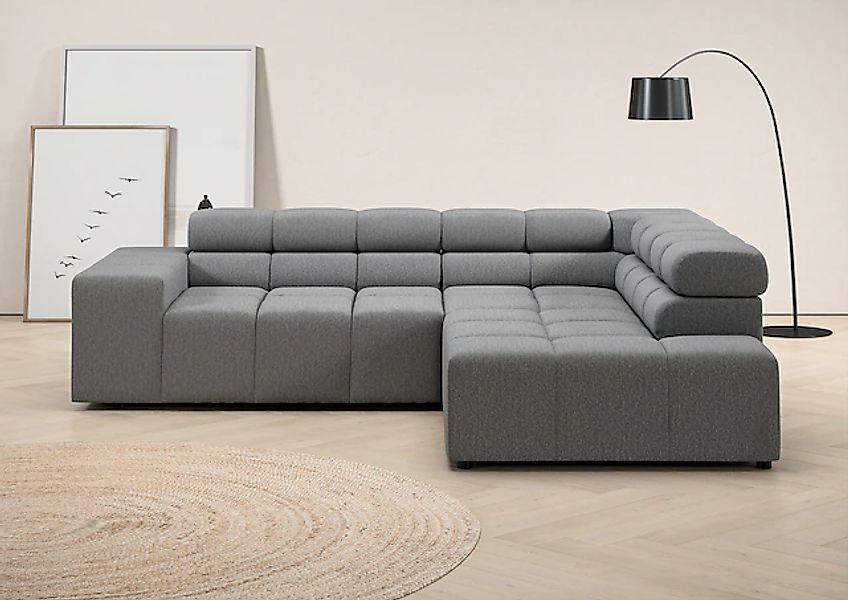 INOSIGN Ecksofa "Ancona, incl. Kopfteilverstellung + 3 Zierkissen, L-Form, günstig online kaufen