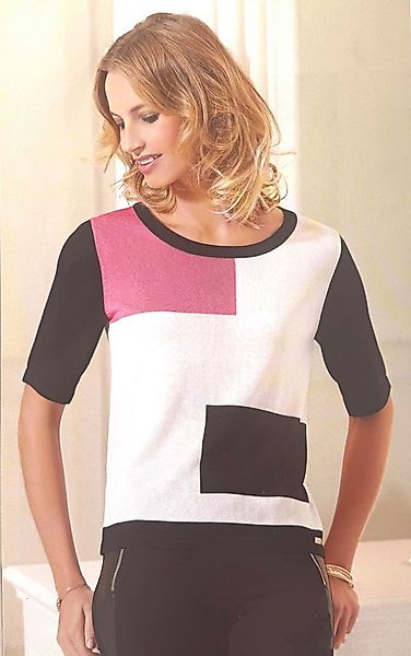 Passioni Kurzarmpullover im Colorblock-Design günstig online kaufen