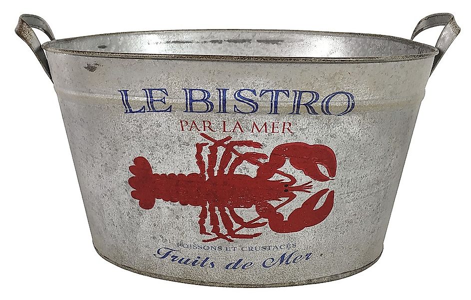 Pflanzgefäß Zinkwanne Hummer Fruit de Mer Vintage Blumenkübel Zink 40x31cm günstig online kaufen