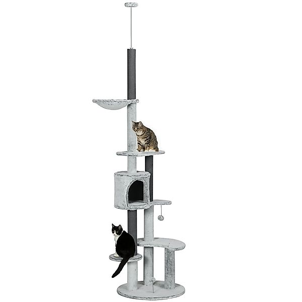 PawHut Kratzbaum Deckenhoch, Katzenkratzbaum mit Katzenhöhle, günstig online kaufen