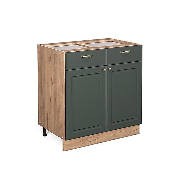 Vicco Küchenunterschrank Fame-Line Grün-Gold Landhaus/Goldkraft Eiche 80 cm günstig online kaufen