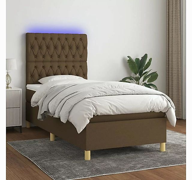 vidaXL Boxspringbett Boxspringbett mit Matratze LED Dunkelbraun 80x200 cm S günstig online kaufen