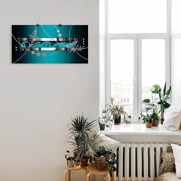 Artland Wandbild "Silber abstrakt auf petrol", Gegenstandslos, (1 St.), als günstig online kaufen