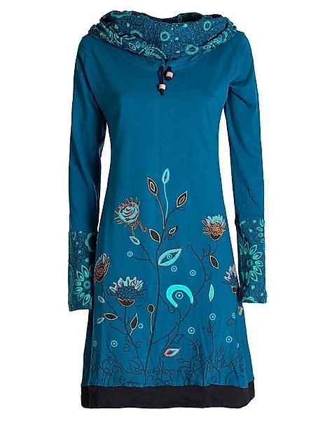Vishes Jerseykleid Blumen-Kleid Langarm-Shirtkleid Schal-Kragen Baumwolle H günstig online kaufen