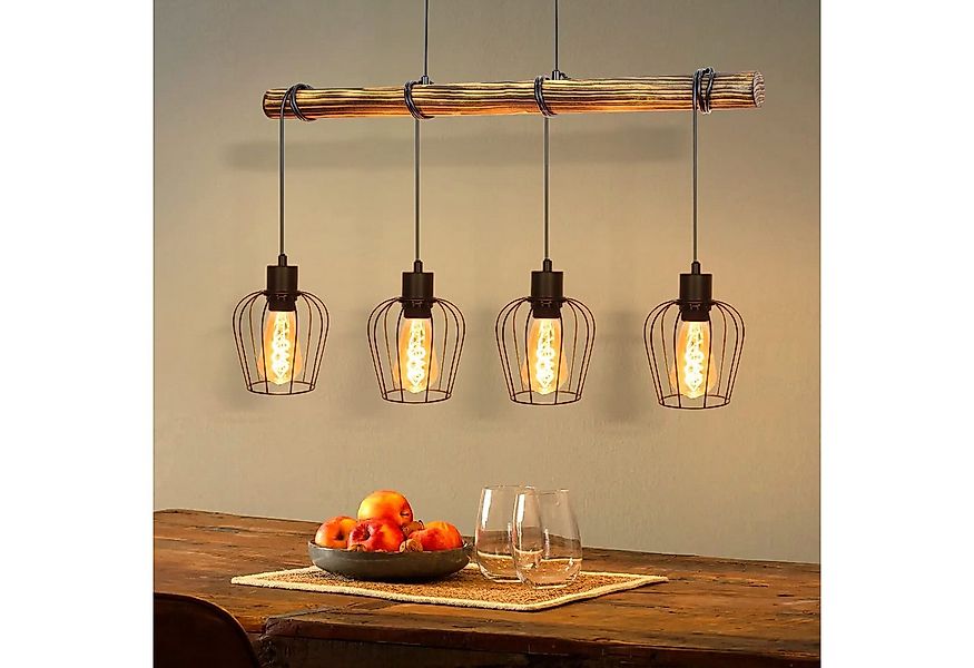 Nettlife Pendelleuchte Pendelleuchte Hängelampe 4 flammige Holz, Höhenverst günstig online kaufen