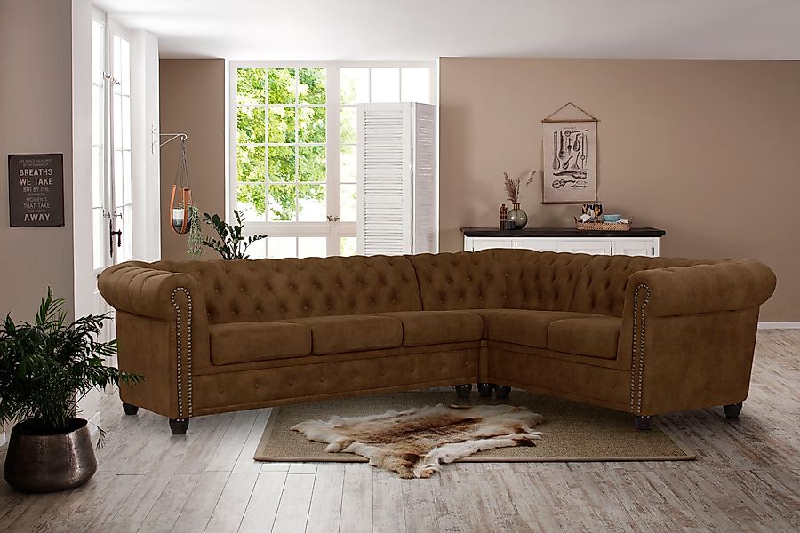 Home affaire Chesterfield-Sofa "Rysum L-Form" Chesterfield-Optik, langer Sc günstig online kaufen
