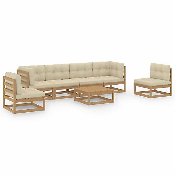 7-tlg. Garten-lounge-set Mit Kissen Kiefer Massivholz günstig online kaufen