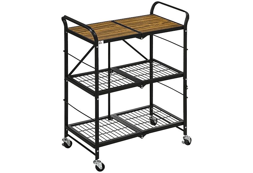 HOMCOM Servierwagen Rollwagen, Klappbarer Küchenwagen mit 3 Ebenen, (Küchen günstig online kaufen