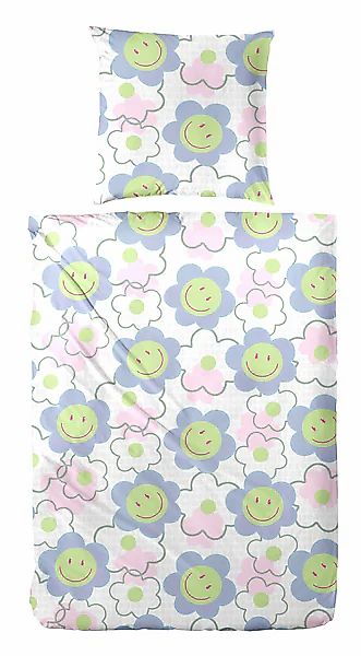 Primera Bettwäsche »Renforce-Bettwäsche Smile for me«, mit Smiley Blüten in günstig online kaufen