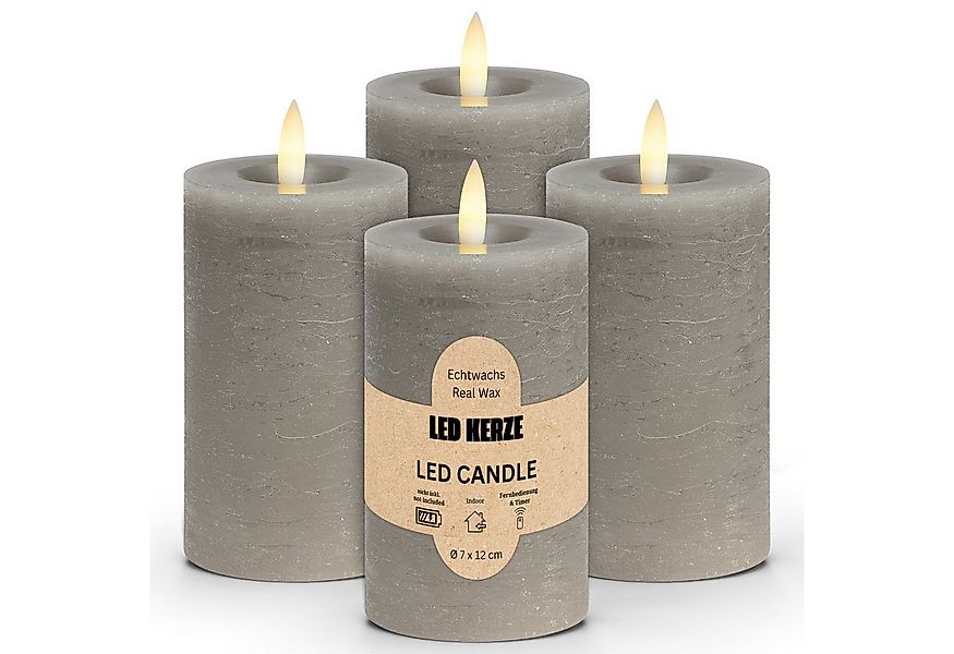 matches21 HOME & HOBBY LED-Kerze LED Stumpenkerzen 4er Set Wachs, Flackernd günstig online kaufen