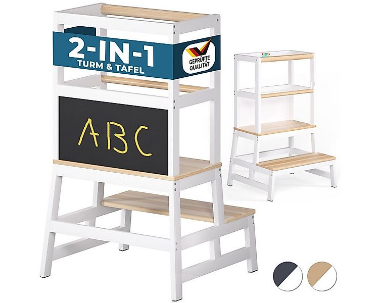 Spielwerk Stehhilfe, Lernturm ab 2 Jahren mit Tafel Montessori Tritthocker günstig online kaufen