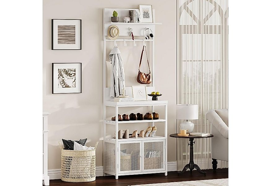 GarveeMore Garderobenständer mit 2 Türen und 7 Haken,Schuhregal,183cm,weiβ, günstig online kaufen