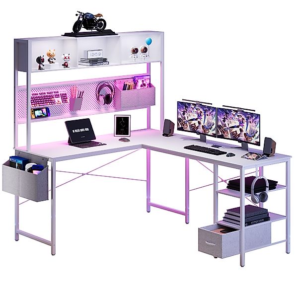 Dowinx Eckschreibtisch L-förmige Schreibtisch, LED Gaming günstig online kaufen