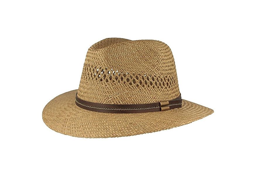 Breiter Strohhut luftiger Gartenstrohhut Traveller mit Kunstlederband günstig online kaufen