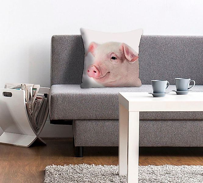 queence Dekokissen "Rebecca" Kissenhülle,süßes Schweinchen,Rosa,Niedlich,Ti günstig online kaufen