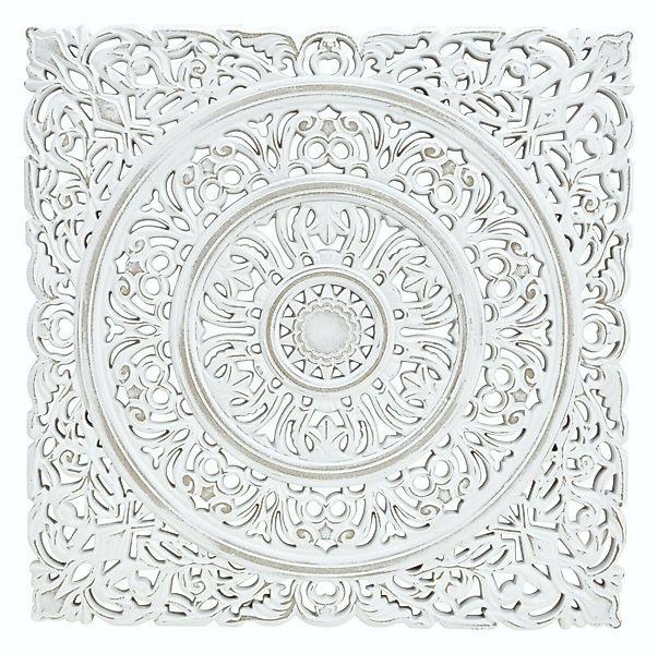 Meinposten Wanddekoobjekt Großes Wandornament shabby weiß Holz Wandbild Orn günstig online kaufen