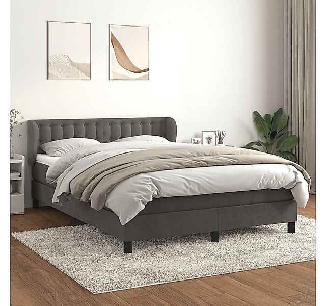 vidaXL Boxspringbett Boxspringbett mit Matratze Dunkelgrau 140x190 cm Samt günstig online kaufen