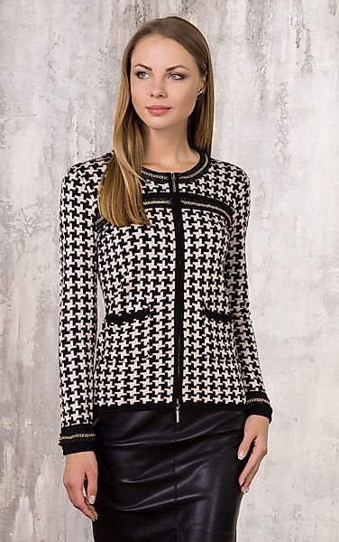 Passioni Cardigan mit Hahnentrittmuster und Kettendetails günstig online kaufen