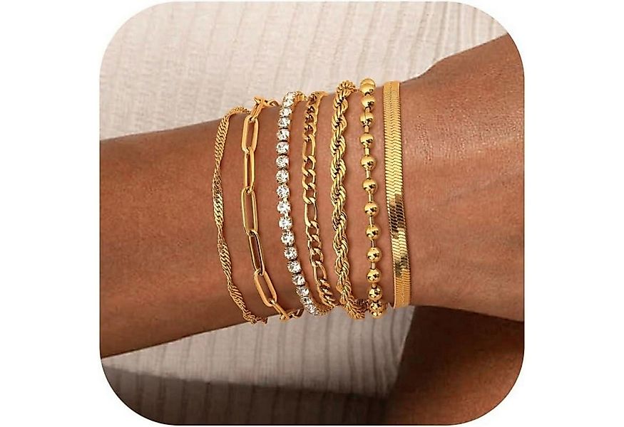 LuxusKollektion Ketten und Armband Set Armbänder 7er Set Twist Figaro Verst günstig online kaufen