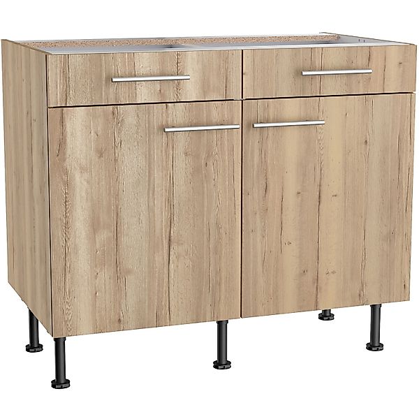 Optifit Küchen-Unterschrank Erik290 100 cm x 87 cm x 58,4 cm Wildeiche günstig online kaufen