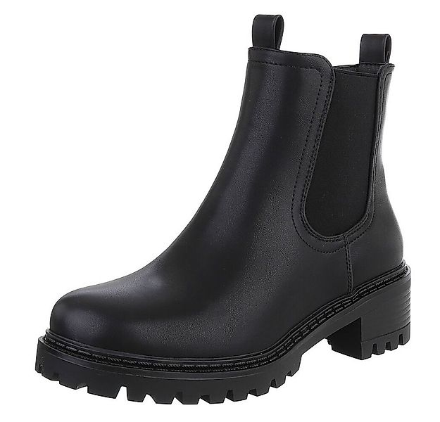 Ital-Design Elegante Damen Boots mit Blockabsatz und elastischen Einsätzen günstig online kaufen