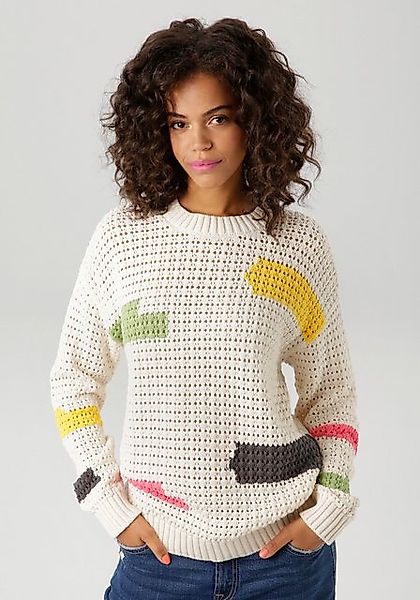 Aniston CASUAL Strickpullover, mit eingestrickten Farb-Highlight günstig online kaufen