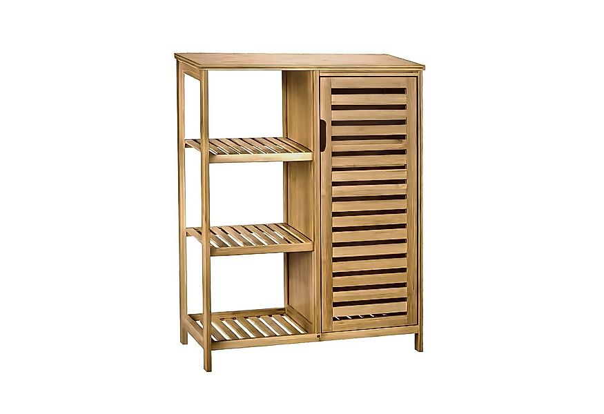 AD.CON Badregal Badezimmerschrank Bambus Badregal mit 3 Ablagen und 1 Schra günstig online kaufen
