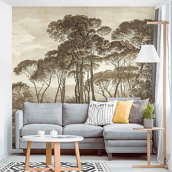 Fototapete Hendrik Voogd Landschaft mit Bäumen in Beige günstig online kaufen