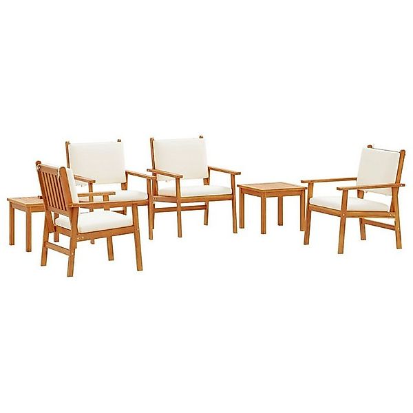 vidaXL Loungesofa 6-tlg. Garten-Essgruppe mit Kissen Massivholz, 6 Teile günstig online kaufen
