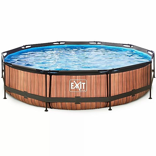 Exit Stahlrahmenpool-Set Wood Ø 360 cm x 76 cm Holzoptik Rund günstig online kaufen