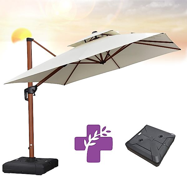 PURPLE LEAF Sonnenschirm Außenbereich Holzoptik Ampelschirm, günstig online kaufen