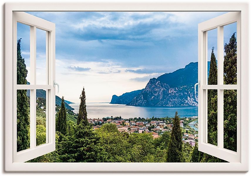 Artland Wandbild "Gardasee durchs weiße Fenster" Seebilder 1 Stk. tlg. als günstig online kaufen