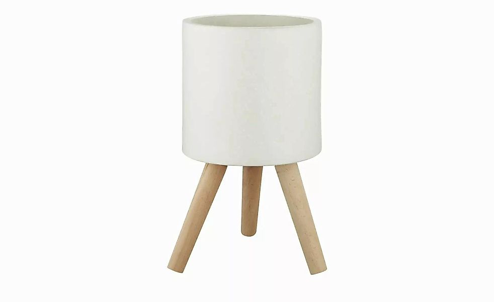 Pflanzgefäß   ¦ weiß ¦ Massivholz,Magnesia,Holz ¦ Maße (cm): H: 26  Ø: 25 A günstig online kaufen