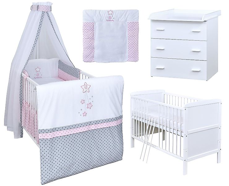 Baby-Delux Babyzimmer-Komplettset Babyzimmer 140x70 weiß Komplettset, günstig online kaufen