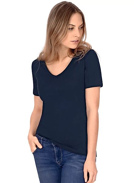 Trigema T-Shirt "TRIGEMA V-Shirt aus Baumwolle/Elastan" günstig online kaufen