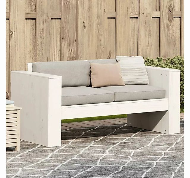vidaXL Loungesofa Gartensofa 2-Sitzer Weiß 134x60x62 cm Massivholz Kiefer günstig online kaufen