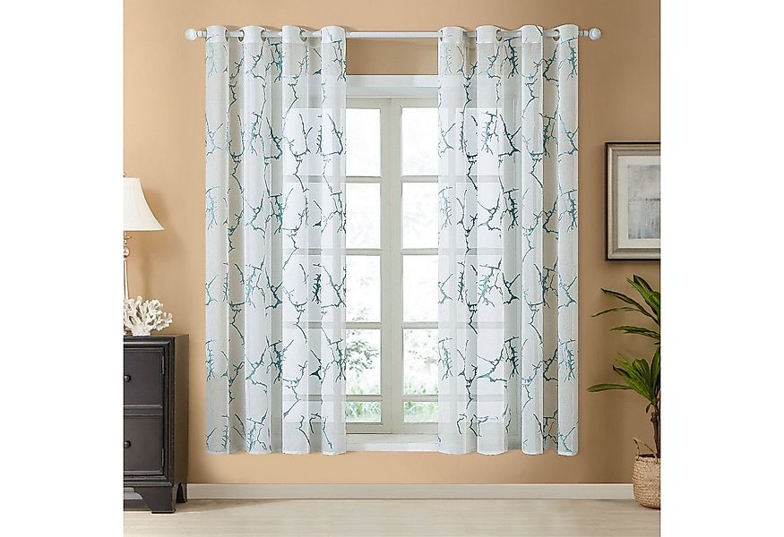 BYSURE Gardine (2 St), Ösen, halbtransparent, Voile Baumzweigen Bedruckt Vo günstig online kaufen
