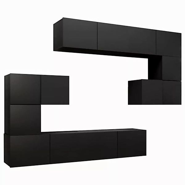 furnicato TV-Schrank 8-tlg. TV-Schrank-Set Schwarz Holzwerkstoff (1-St) günstig online kaufen