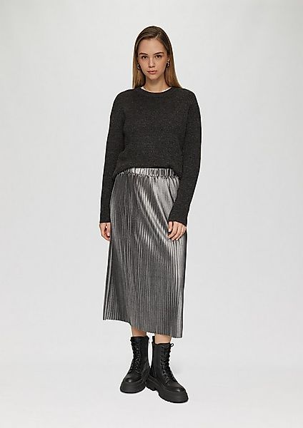 QS Midirock Rock Plisseerock in Midilänge mit Metallic-Effekt günstig online kaufen